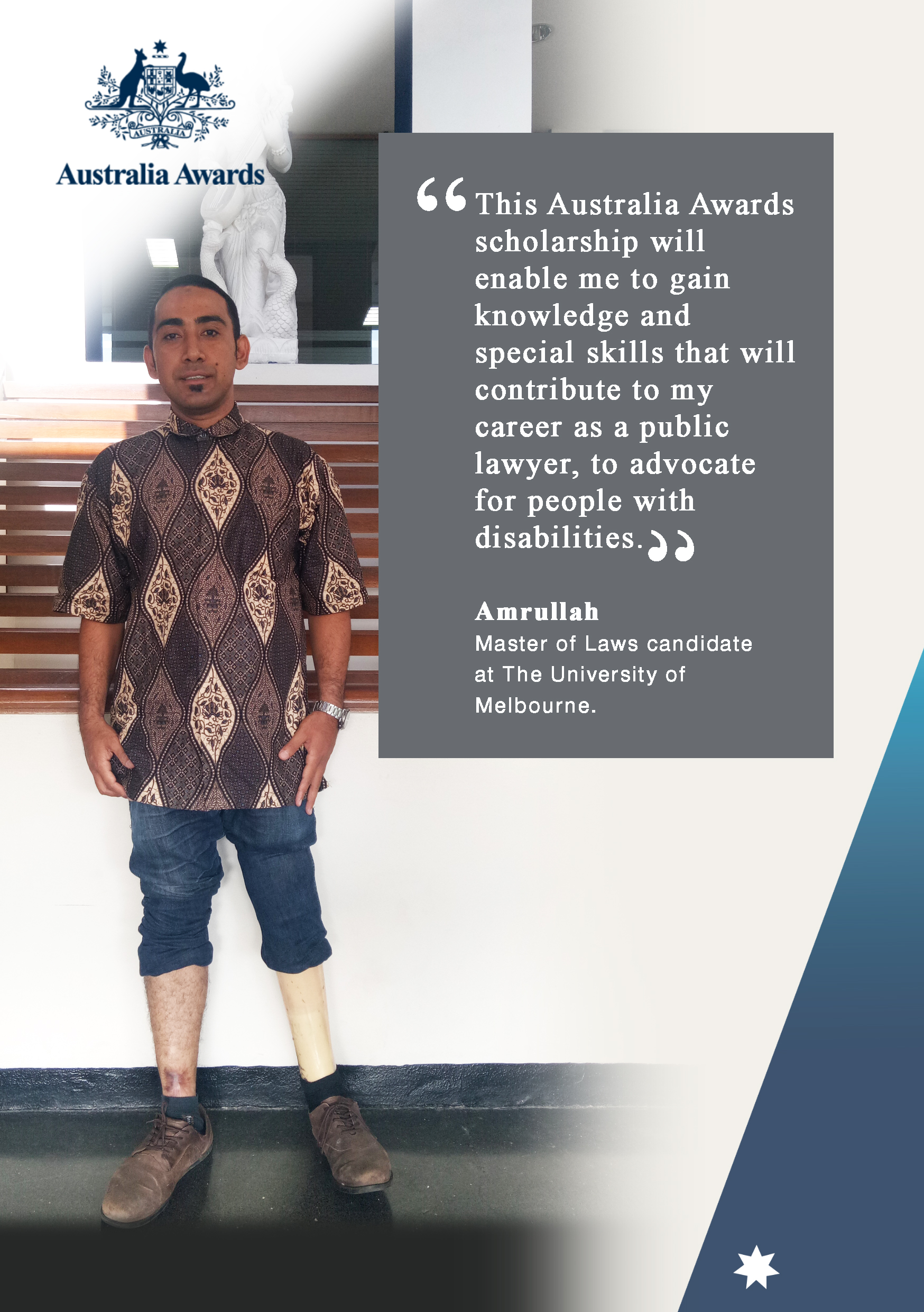 Quote from Amrullah, Master of Laws candidate at The University of Melbourne.