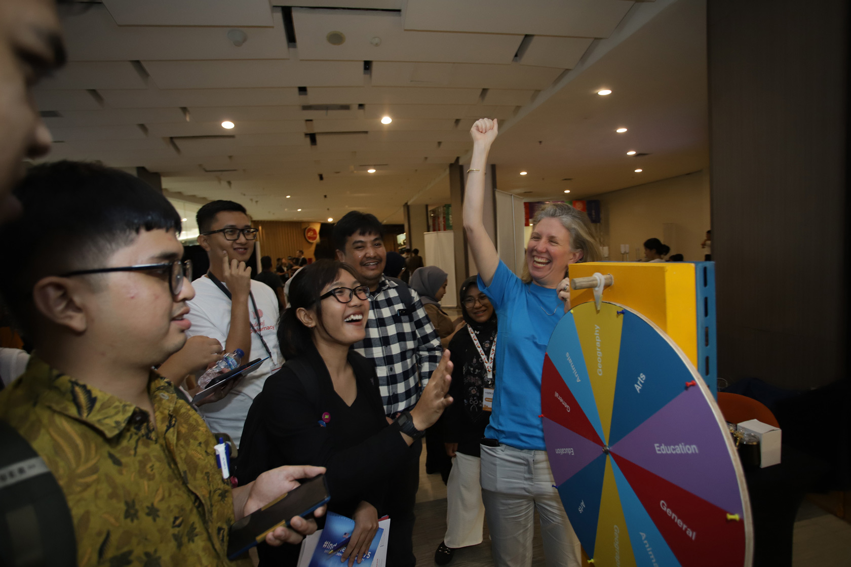 Visitors take a spin at the 'Spin the Wheel' game, adding an extra layer of excitement to the day as they try their luck to answer questions for exlusive prizes.