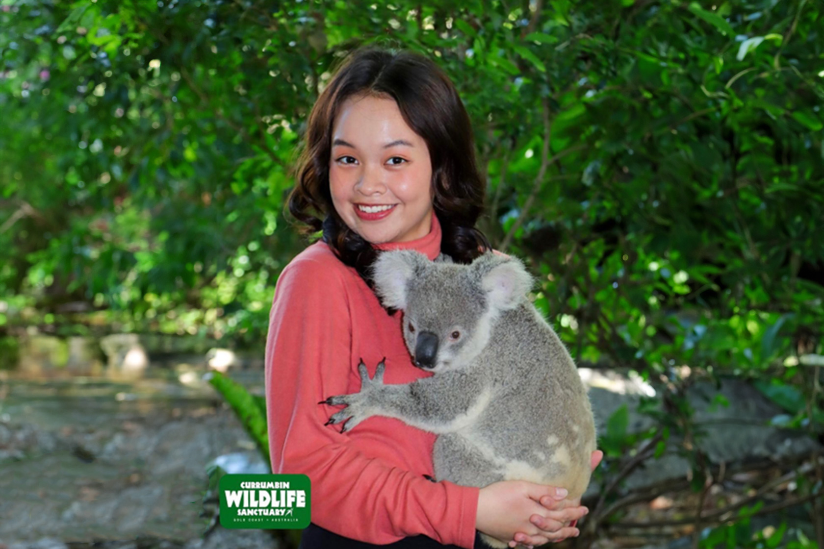 A dream come true, Raissa gets the chance to cuddle a Koala at the Currumbin Wildlife Sanctuary