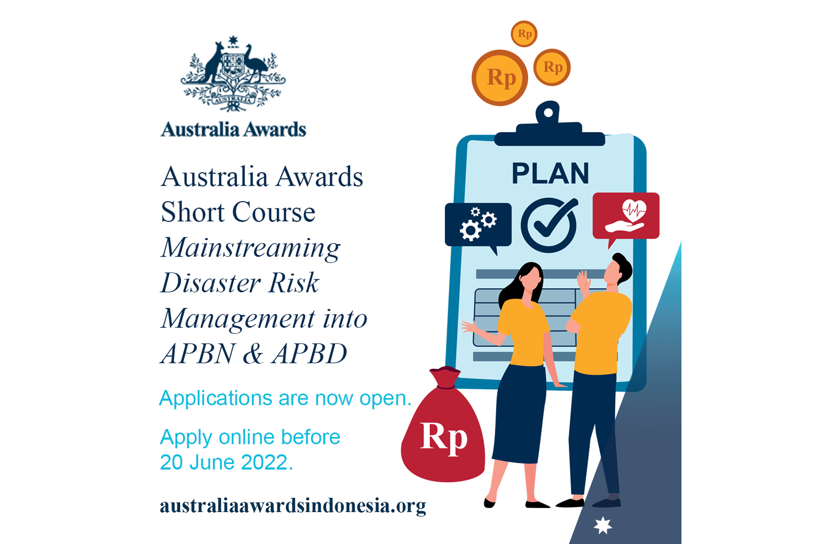 Applications Open for the Australia Awards Short Course on Mainstreaming Disaster Risk Management into APBN & APBD