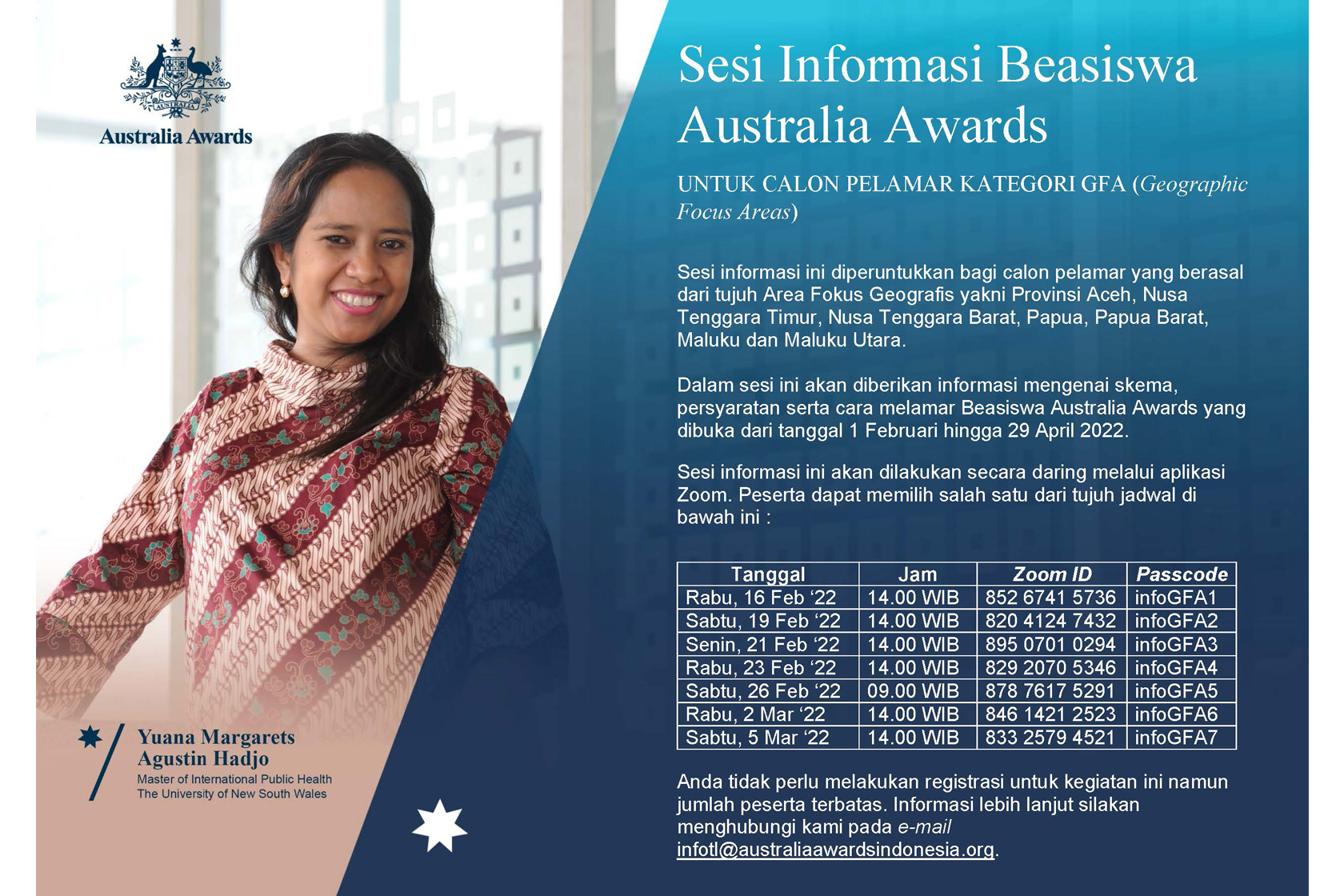 Australia Awards Scholarships Information Sessions for Prospective Applicants from the Geographic Focus Areas