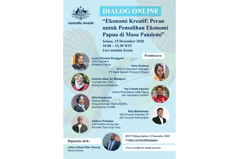 Australia Awards’ Online Dialogue “Creative Economy in Boosting Economic Growth During Pandemic in Papua”